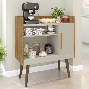 Aparador Cantinho do Café Buffet Decorativo Barzinho Cinamomo/off White