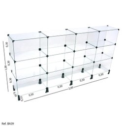 Balcão de Atendimento Modulado em Vidro - 2,00 x 1,00 x 0,30 - 1