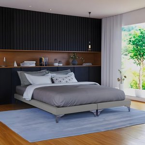 Cama Oriental Premium Casal Veludo Cinza