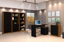 Ver imagem 1 de Conjunto 3 Armários Organizador e 1 Mesa Escrivaninha Office 1 Balcão Escritório Preto com Nature -