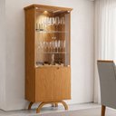 Ver imagem 1 de Cristaleira 4 Portas Nicho Adega 100% MDF Vidro e LED Vicenza Ypê