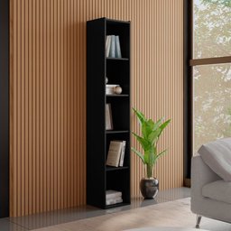 Estante para Livros com 4 Prateleiras 33cm Julia Preto - Montanaris Decor Md Montanaris Decor - 2