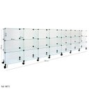 Ver imagem 1 de Balcão de Atendimento Modulado em Vidro com Rodízios - 3,50 x 1,00 x 0,40