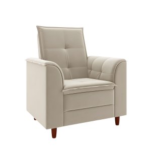 Poltrona para Sala Confortável Decorativa Isa Suede:bege