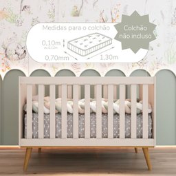Quarto de Bebê Berço 3 em 1 Retrô Ludmila Cômoda com Fraldário Ligia Off White Carolina Baby - 5
