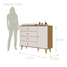 Quarto de Bebê Berço 3 em 1 Retrô Ludmila Cômoda com Fraldário Ligia Off White Carolina Baby - 10