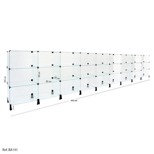 Balcão de Atendimento Modulado em Vidro - 4,50 x 1,00 x 0,30 - 1