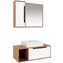 Ver imagem 1 de Kit Gabinete e Espelheira de Banheiro 80 Cm com Cuba Karina Amêndoa-branco