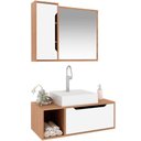 Ver imagem 3 de Kit Gabinete e Espelheira de Banheiro 80 Cm com Cuba Karina Amêndoa-branco