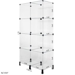 Estante de Vidro Modulado - 0,80 x 1,70 x 0,40 - 2