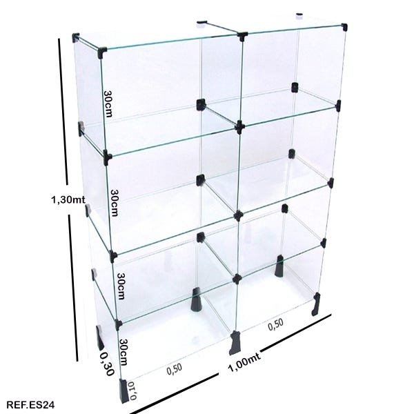 Estante de Vidro Modulado - 1,30 x 1,00 x 0,30