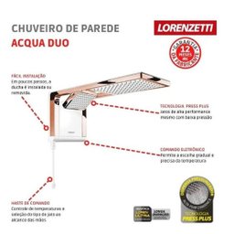 Chuveiro Lorenzetti Acqua Duo 220v/6800w Branco Rose Gold - 4