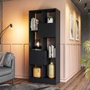 Ver imagem 1 de Livreiro com Nichos 2 Portas Qmovi Preto Fosco