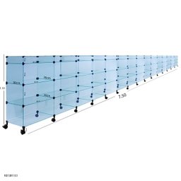 Balcão de Atendimento Modulado em Vidro com Rodízios - 7,50 x 1,10 x 0,30 - 1