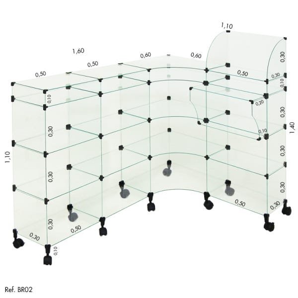 Balcão L Modulado com Caixa e Rodízio 1,60 x 1,10 x 1,10 - 1