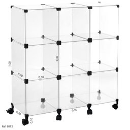 Balcão de Atendimento Modular em Vidro com Rodízio - 0,90 x 1,00 x 0,30 - 1