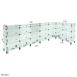 Balcão L Invertido Porta Bijuterias - 2,50 x 1,10 x 1,00 - 1