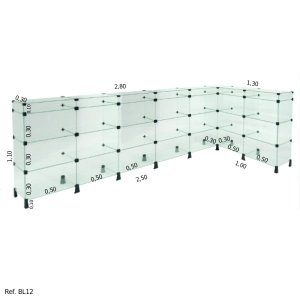 Balcão L Invertido Porta Bijuterias - 2,50 x 1,10 x 1,00