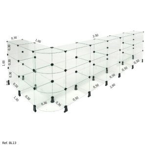 Balcão L Raio Invertido 2,50 x 1,00 x 1,00