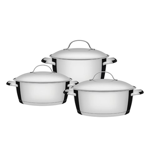Jogo de Panelas 3 Peças Inox Fundo Triplo Allegra Tramontina