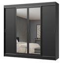 Ver imagem 2 de Guarda-Roupa Casal Madesa Austin 4 Portas de Correr com Espelhos 3 Gavetas Preto Cor:Preto