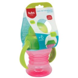 Copo de Treinamento 200 Ml - Alça e Bico de Silicone - Rosa e Verde - Buba BUB09727 - 2