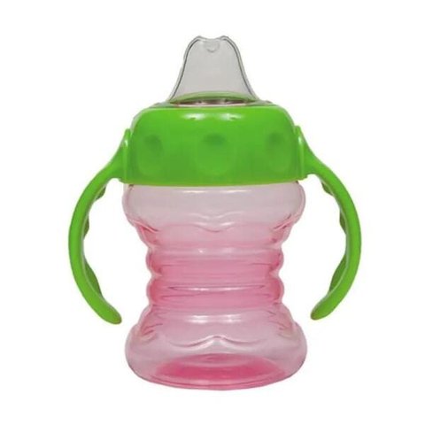Copo de Treinamento 200 Ml - Alça e Bico de Silicone - Rosa e Verde - Buba BUB09727