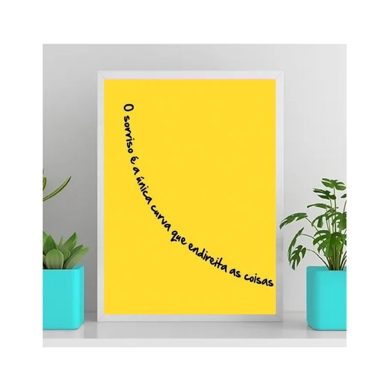 Quadro Sorriso Curva Que Endireita As Coisas 45x34cm:Madeira preta
