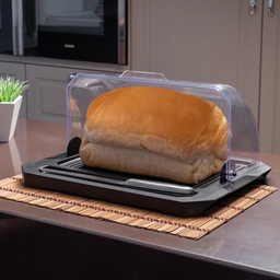 Porta Pão Acrílico Suporte Guarda Armazena Pães Com Tampa Retrátil Transparente UZ Utilidades Cesto  - 2
