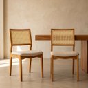 Ver imagem 4 de Kit 2 Cadeiras Berlim Madeira Maciça Palhinha Linho Bege Montadas Sala de Jantar