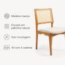 Ver imagem 7 de Kit 2 Cadeiras Berlim Madeira Maciça Palhinha Linho Bege Montadas Sala de Jantar