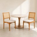 Ver imagem 1 de Kit 2 Cadeiras Berlim Madeira Maciça Palhinha Linho Bege Montadas Sala de Jantar