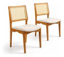 Ver imagem 3 de Kit 2 Cadeiras Berlim Madeira Maciça Palhinha Linho Bege Montadas Sala de Jantar