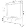 Rack para Sala com Painel para Tv 70 Pol 160cm Naomi L05 Tauari Off White Fosco - Lyam Decor - 4