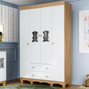 Ver imagem 1 de Guarda-roupa Infantil 122cm 4 Portas e 2 Gavetas Ternura Multimóveis Mp4478 Madeirado/branco