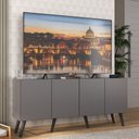 Ver imagem 1 de Rack Retrô para Tv até 50 Polegadas com 4 Portas Multimóveis Mp1071 Grafite/preto