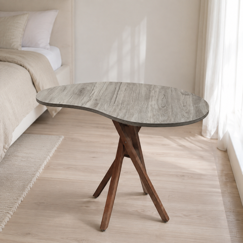 Mesa de Jantar Orgânica Escritório 2 Lugares 90x60 Cozinha Pequena Base de Madeira Marrom Claro
