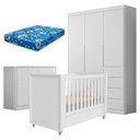 Ver imagem 1 de Quarto de Bebê Eloá com Berço Americano Tutto New Branco Acetinado e Colchão Ortobom – Phoenix Baby