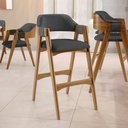 Ver imagem 2 de Banqueta Alta para Cozinha Sala de Jantar Bar Suran L02 Linho Cinza Escuro - Lyam Decor