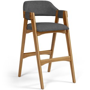 Banqueta Alta para Cozinha Sala de Jantar Bar Suran L02 Linho Cinza Escuro - Lyam Decor