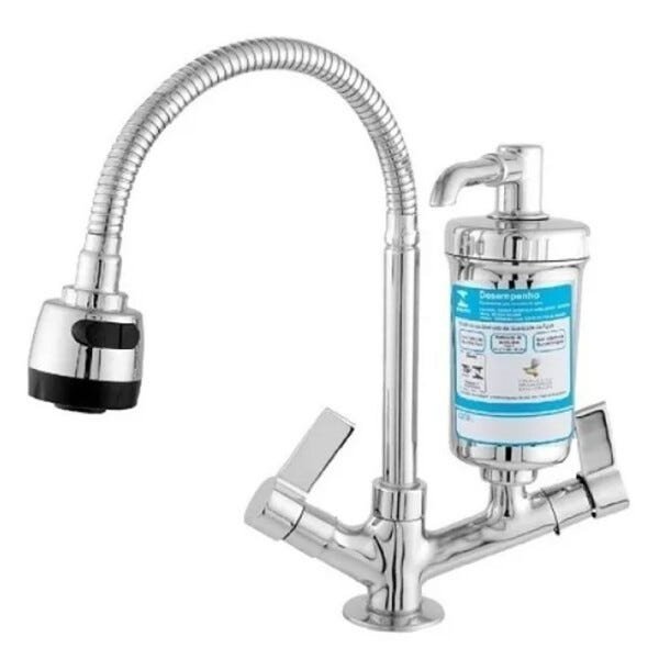 Torneira Cozinha Bica Flexível Gourmet Bancada Metais 2480-C61 - 1