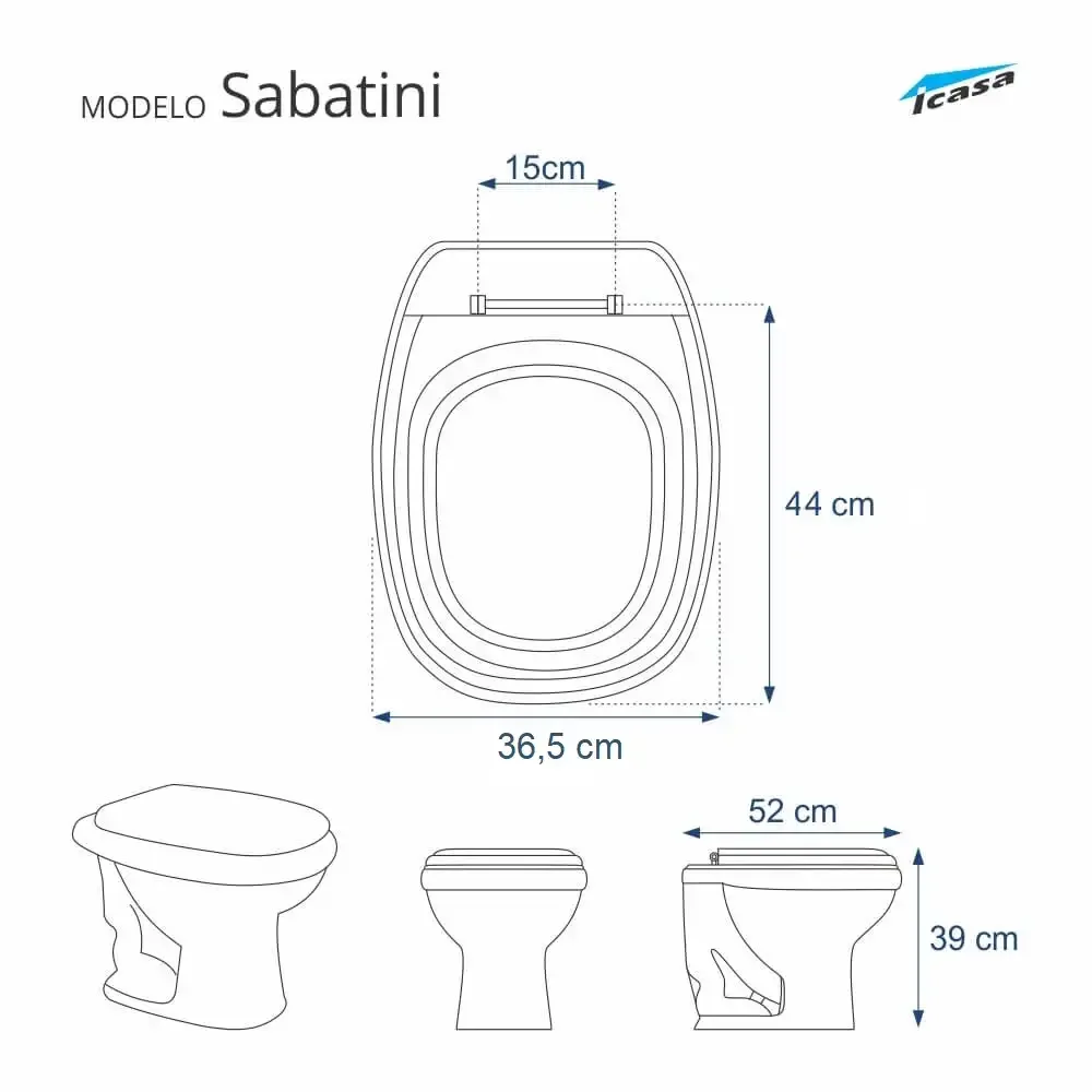 Assento Sanitário Poliéster Fechamento Lento Sabatini Palha para vaso Icasa - 2