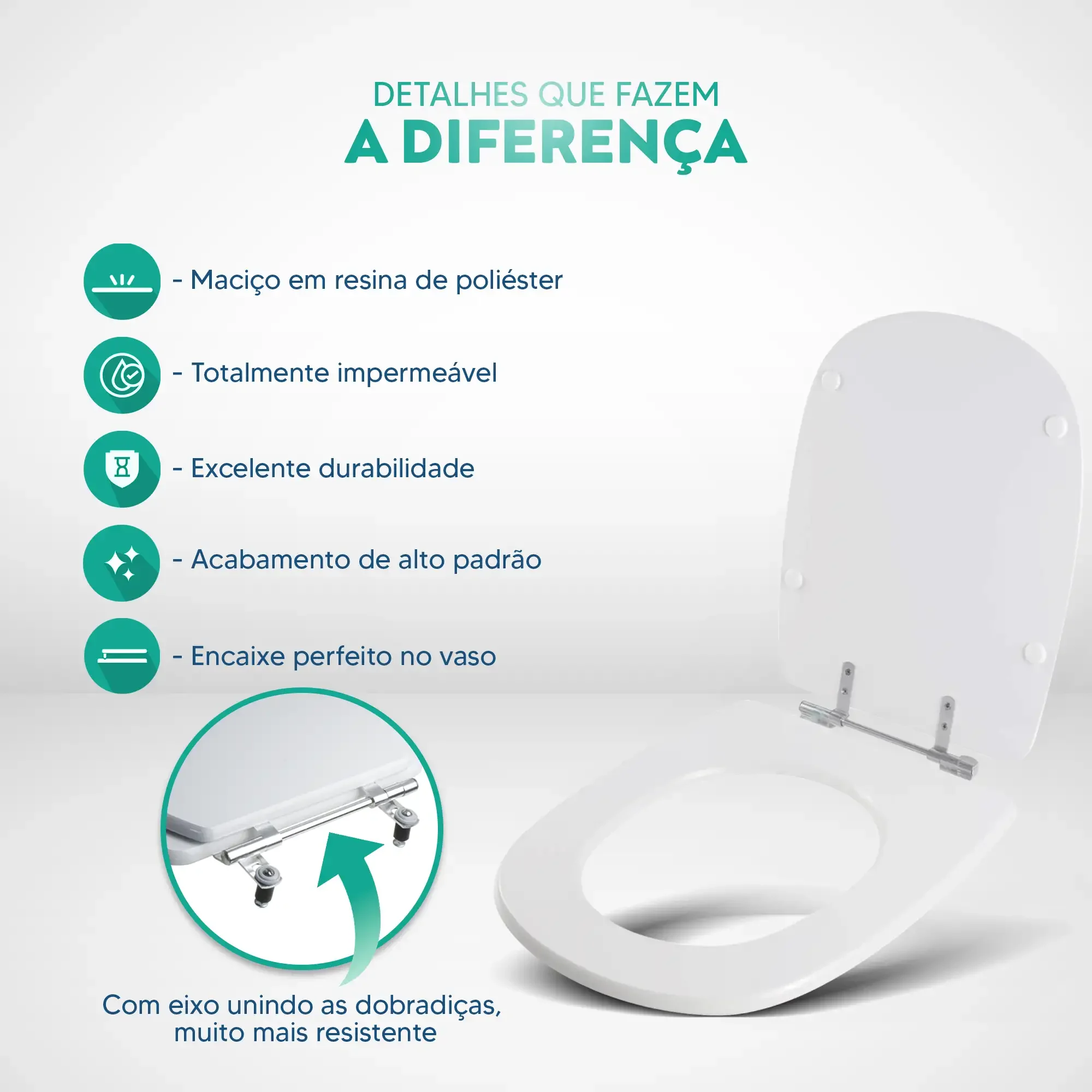 Tampa de Vaso Poliéster Sabatini Areia para bacia Icasa 6lpf - 3