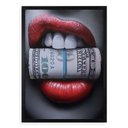 Ver imagem 1 de Quadro Decorativo Dinheiro Money Lips 45x34cm:moldura Preta