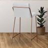Banqueta Alta Com Encosto Drika Industrial Cozinha Bistrô Ferro Bronze Corino Branco - Ahazzo Móveis - 2