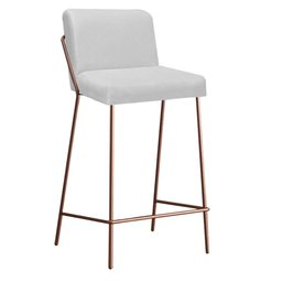 Banqueta Alta Com Encosto Drika Industrial Cozinha Bistrô Ferro Bronze Corino Branco - Ahazzo Móveis - 3