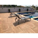 Ver imagem 4 de Espreguiçadeira Modelo Sling Tela Cinza Alumínio Preto para Jardim e Piscina