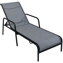 Ver imagem 1 de Espreguiçadeira Modelo Sling Tela Cinza Alumínio Preto para Jardim e Piscina