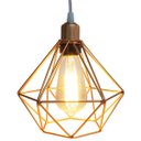 Ver imagem 3 de Kit 3 Pendente Aramado Diamante Luminárias Lustre Cabo Cristal Teto Retrô Cobre Rose Gold