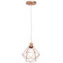 Ver imagem 1 de Pendente Aramado Diamante Luminária Lustre Luxo P Cabo Cristal Teto Retrô Cobre Rose Gold